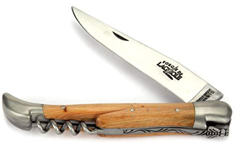 Forge De Laguiole Taschenmesser - 12 cm - Griffschalen Wacholder - Korkenzieher - Klinge 10 cm matt, Backen matt