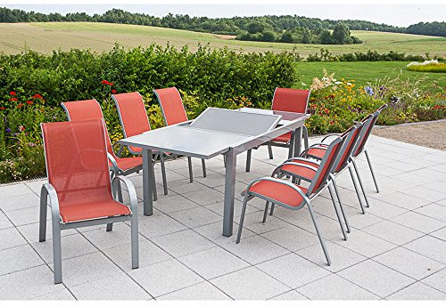 MERXX Gartenmöbel-Set Amalfi, silber/terracotta 9 tlg.