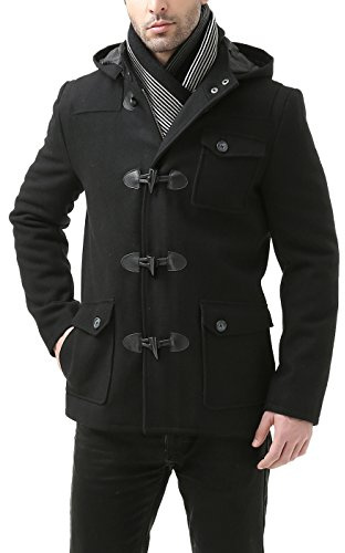 BGSD Men's Nathan Wool Blend Patch Pocket Short Toggle Coat Black Medium