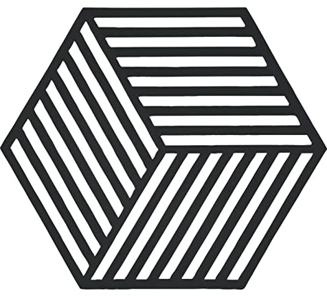 Zone Denmark Hexagon Topfuntersetzer Hitzebeständig, Silikon Untersetzer, Praktische und Dekorative Topf-Untersetzer, Spülmaschinenfest, 16 x 14 cm, Schwarz