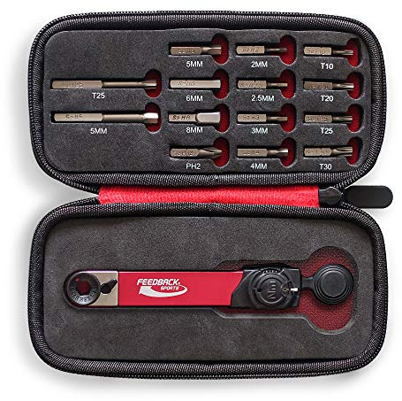 Feedback Sports Range Drehmomentschlüssel mit Bitsatz Unisex Erwachsene, Rot/Silber/Schwarz, einfarbig