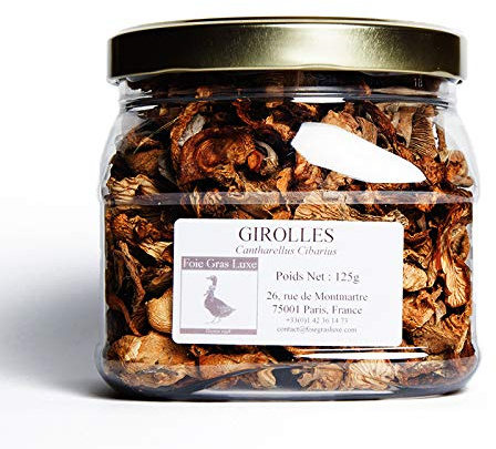 Girolles Séchées Chanterelles – Sélection 1er Choix Europe – 125 g en Bocal -Champignons séchés déshydratés (125)