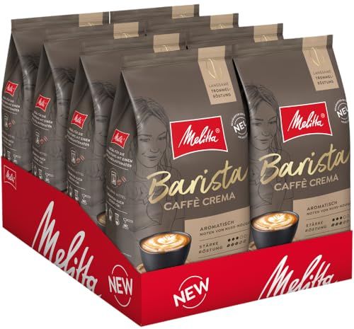 Melitta Barista Classic Crema, grains de café entiers 8 x 1 kg, non moulus, pour machines à café entièrement automatiques, torréfaction moyenne, force 4, en barquette