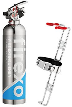 Firexo Feuerlöscher klein (500 ml) (Liter) Alle Arten von Feuer – Mehrzweck-Feuerlöscher aus Edelstahl für Haushalt, Küche, Grill, Auto. Fahrzeughalterung im Lieferumfang enthalten