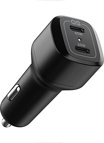 Spigen USB-C Auto Ladegerät 65W Dual Port Car Charger Fast Charge PD 3.0 45W+20W Typ C für iPhone 15 14 13 Pro Max Plus Mini MacBook Air iPad Pro Galaxy S23 S22 S21 Ultra Plus Pixel 8 pro Steam Deck