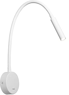 DAWALIGHT Luce LED Lettura Muro 3W 3000K Bianco caldo Applique da Comodino Orientabile collo d oca 400mm Lampada a Muro con Interruttore per letto Libri camera da letto Soggiorno, Bianco