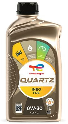 TotalEnergies Quartz INEO FDE 0W30 Engine Oil - ACEA C2 - Low SAPS - Age-Resistance Technology - Fuel Economy Formula - Advanced Synthetic Motor Oil Lubricant - 1L
