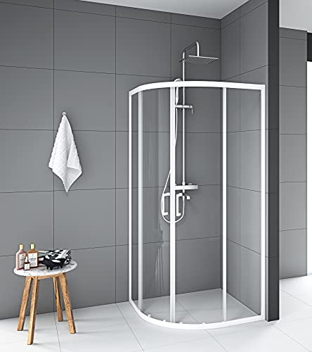 Duschkabine Marwell Factory Rund 90 x 90 x 200 cm Dusche Radius 55 cm Runddusche matt weiß