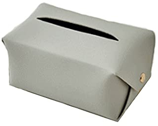 SEIWEI Leder Kosmetiktücherbox, Taschentücher Box Spender, wasserdichte Aufbewahrungsbox aus PU-Leder, Taschentuchhalter für Gesichtstücher, Schubladenbox Geeignet für Auto, Büro, Badezimmer(Grau)