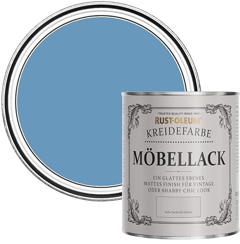 Rust-Oleum weiß Möbel- und Sockelleistenfarbe Kreidefarbe - Kornblumenblau 750ml