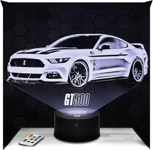 Lampephoto.fr - Lampe Amerikanisches Supercar 3D Nachtlicht Supercar | Made in France, Sockel wählbar, dimmbar, Batterie-/USB-Betrieb, HD-Lasergravur, Geschenk für Männer mit einem Sportwagen