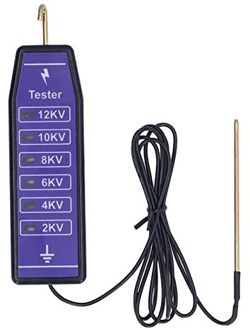 Tester di tensione per recinzione elettrica,6 indicatori luminosi Misuratore di tensione per recinzione impermeabile, Attrezzi da giardinaggio ad alta tensione fino a 12000 V, per test di livelli di