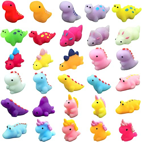 POPOYU Minidinosaurier Mochi Squishy 30 stycken Squishy Kawaii, Squishy Fidget-leksak, Mochi för pojkar flickor, anti-stress squishies leksak för jul, barns födelsedag, gästgåva