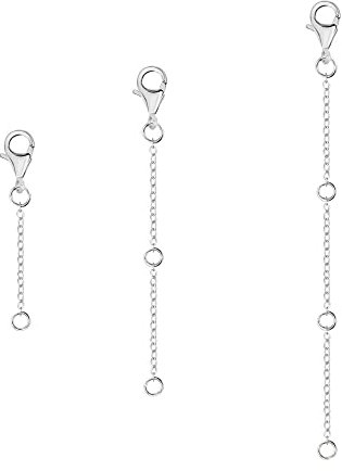 Kettenverlängerung Silber, ALEXCRAFT 3 Stück Damen Herren Silber Kette Halskette Fußkette Armband Verlängerung, Silber Verlängerungskette Hummerschere für Schmuckherstellung Damen Herren(1 2 3 inch)