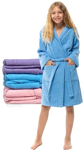 Twinzen Bata con Capucha para Niño y Niña Adolescente, Tejido Esponja Ultra Suave y Absorbente, 100% Oeko Tex para Invierno y Baño