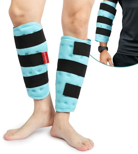 Comfytemp Calf Shin Splint Ice Packs for Injury Reusable, Elbow Gel Pad Wrap, Hot Cold Compression Freeze Sleeve for Swelling, Tendonitis, Knee, Leg, After Surgery, 2 Packs, S - M