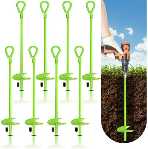 Lauyeboho 46cm Bodenanker Erdanker,8 Stück Heavy Duty Erdanker Schaukel Set Anker,Bodenanker Trampolin Erdanker für Schaukeln,Campingplatz,Schuppen,Zelte,Vordächer,Adapter Nicht enthalten
