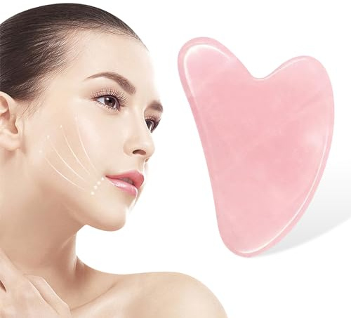 haierdidi Gua Sha Rosenquarz, Gua Sha Stein, 100% Natürliches Jadesteingesichtspflegewerkzeug, Tool Für Gesicht, Augen, Hals Zur Hautpflege, Schönheit Und Entspannung Der Körpermuskulatur