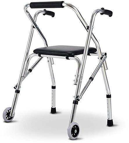 Rollator Walker Med Sits Och 2 Hjul, Bärbar Lättviktsuppfällbar Senior Step Assist, För Hus Utomhus All Terräng