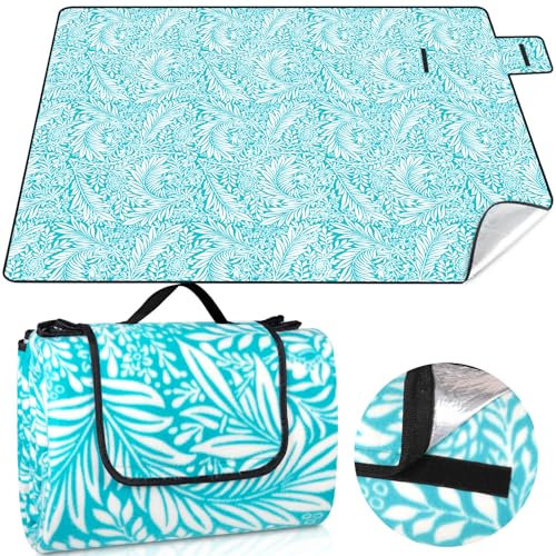 JAMATA Picknickdecke, Campingdecke 200x200cm,Tragbare Faltbar Stranddecke mit wasserdichter wärmeisoliert Unterseite,3–6 Personen Strandmatte für Park,Garten,Strand,Wandern