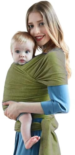 bebebou Tragetuch/Sling Wrap für Neugeborene und Babys (3,5kg bis 16kg), Freihändige Stabile und Ergonomische Baby Trage, Stilltuch für unterwegs (Army Grün)