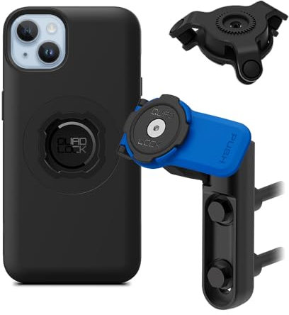 QUAD LOCK Bremszylinder-Klemmschale Handyhalterung für Motorrad mit Vibrationsdämpfer und MAG-Hülle für iPhone 14 Pro Max