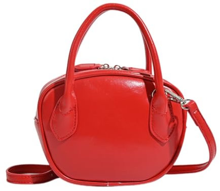 MZRAN Taschen für Damen, koreanischer Stil, Umhängetasche, PU-Leder, Umhängetasche, modische Kuriertasche, Bowlingtasche, Münzgeldbörse, Einkaufstasche, rot