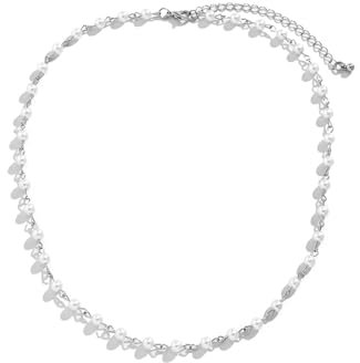Epinki Männer Halskette, Partnerketten Kugel Bead, Edelstahl Perlekette Silber, 52CM