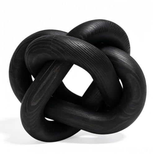 Träknut Kedjelänk Dekoration, 3 Handsnidade Boho Ringar, Modern Dekoration För Hem, Vardagsrum, Sovrum, Kontor, Café (svart)