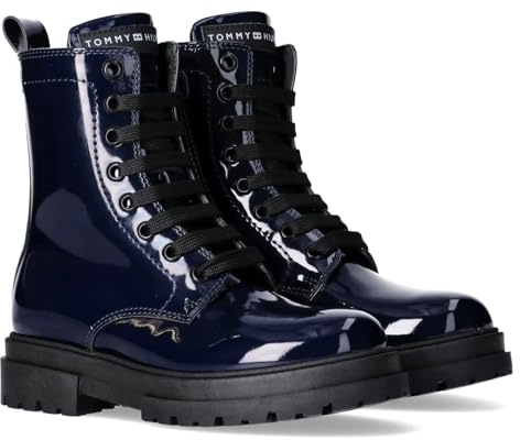 Tommy Hilfiger, Botín cierre con cremallera y cordones para niñas, Kessy, Blu, 39