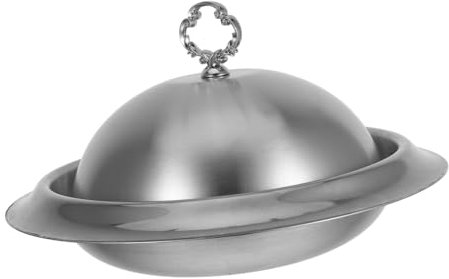 Warmhm Stainless Steel Steak Plate Serving Dish Cover for Restaurants Family Gatherings Dinner Dish Plate