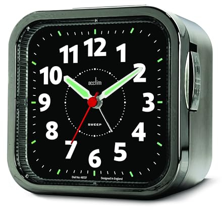Acctim Otis Non-Ticking Sweep Bell Alarm Clock (Titanium)