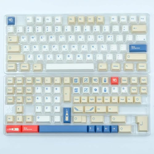 FKRTQIYN PBT Keycaps Set In Pastel Chalk Theme Compatible with MX Switch Mechanical Keyboards Compatible With ISO Layout 7U 144 Keyboards(GMK Soymilk-KR)