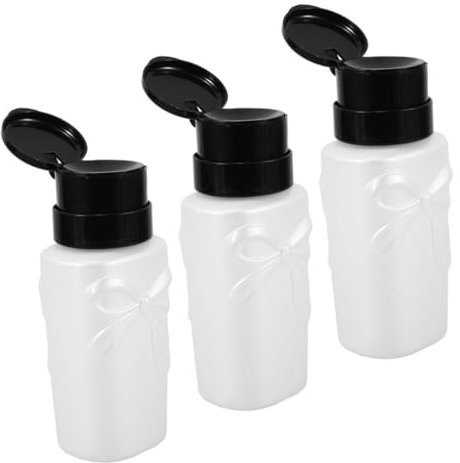 COMPUKAS 3pcs Lockable Pump Dispenser Bottle for Nail Polish Remover Container for Liquid for Nail Care Travel-friendly Pressing Liquid Function