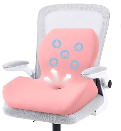 Cojín de asiento de espuma viscoelástica extra ancho con soporte lumbar, almohada ortopédica para el coxis para el dolor de ciática y alivio del coxis, cojín de silla de oficina con infusión de gel
