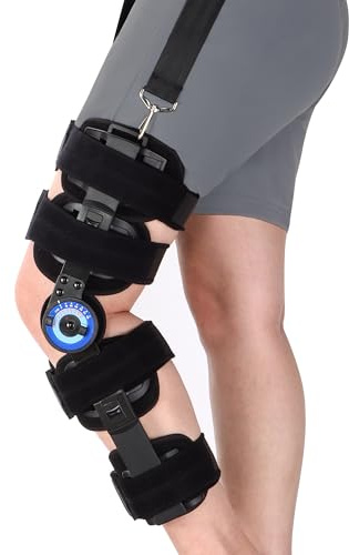 NIdreamCE Knieorthese Verstellbare Knieschiene Stabilisierung ROM Post-Op Einstellbare Kniefixierung Beinstabilisatoren für Meniskusrisse (Zusätzlicher Schultergurt)