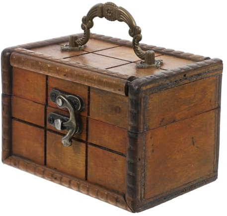 Holibanna Tirelire Avec Serrure Style Vintage Coffre Au Trésor Rétro Boîte à Bijoux Décoration De Bureau