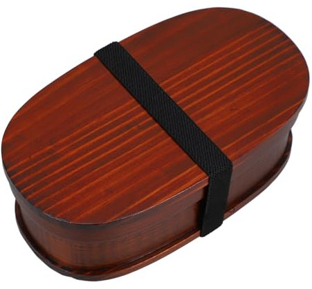 TOPPERFUN Contenedor Bento Japonés Fiambrera de Madera a Prueba de Fugas Fiambrera Portátil Diseño Práctico para Comidas para Llevar Picnic y Almuerzo Correa de Encuadernación