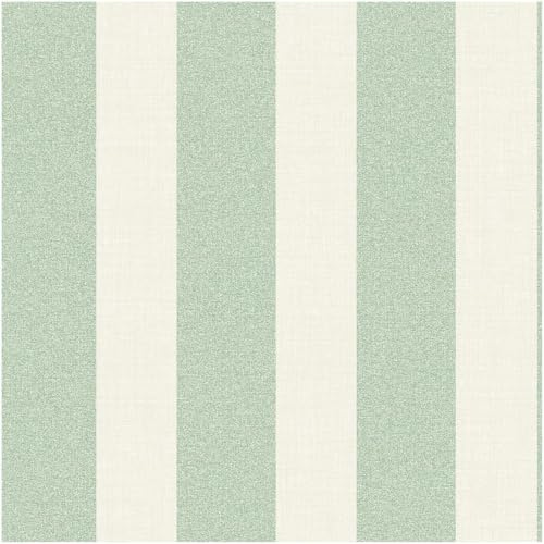 Sample Piece - Green Textured-Look Striped Wallpaper 10.05m x 53cm Roll - Washable Peelable Easy to Hang - Contemporary Versatile Modern Kids Bedroom Living Room