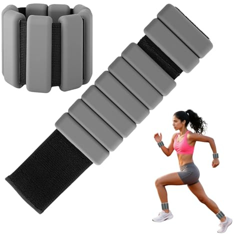 2 Verstellbare Handgelenkgewichte - Gewichtsmanschetten für Handgelenk/Fuß, je 0.45 kg, total 0.9 kg, Handgelenk Gewichte, Ankle Weights, für Yoga, Tanz, Pilates, Anaerobes und Aerobes Training