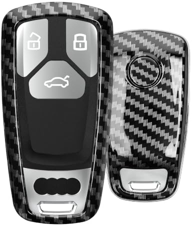 kwmobile Autoschlüssel Hülle kompatibel mit Audi 3-Tasten Smartkey Autoschlüssel (nur Keyless Go) - Hardcover Schutzhülle Schlüsselhülle Cover Carbon Schwarz