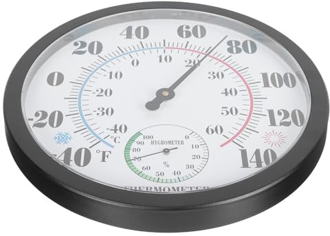 COLLBATH Thermomètre Hygromètre Mural Multifonction Intérieur et Extérieur Facile à Lire avec Chiffres Noirs Suspendu pour Mesure Température Humidité sans Pile Écologique et Pratique