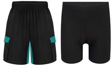 Miaeowve Barn pojke cykelkläder cykling shorts 3D vadderade cykelbyxor hot pants med sportshorts träningsshorts sportkläder, svart, 110-116