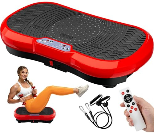 TLGREEN Plataforma vibratoria 120 niveles 10 programas de entrenamiento | diseño compacto | bandas de entrenamiento | antideslizante | motor silencioso | tabla de vibración para fitness en casa |