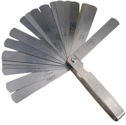 WheatThrive Set di spessimetri a 32 lame, doppia marcatura metrica e pollici, in acciaio inox, con punte affusolate per distanza e larghezza delle valvole