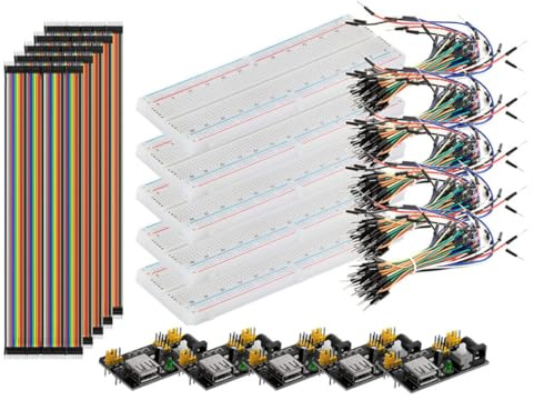 Hoement Breadboard Starter Learning Set Kit with Power Supply Module and 40pin Jumper Wires, Portable Design Compatible with 3.3 V for DIY Making and Experiment in Industry