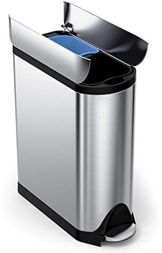 simplehuman CW2017 cubo de reciclaje mariposa, acero inoxidable cepillado, 40 L (20/20)