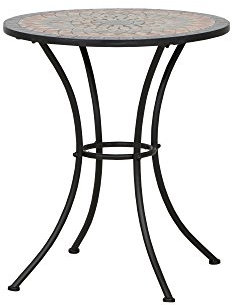 Siena Garden 380813 Tisch Prato, Ø60x71cm, Gestell: Stahl, pulverbeschichtet in schwarz matt, Fläche: Mosaik,Tischplatte: Keramik, Mehrfarbig