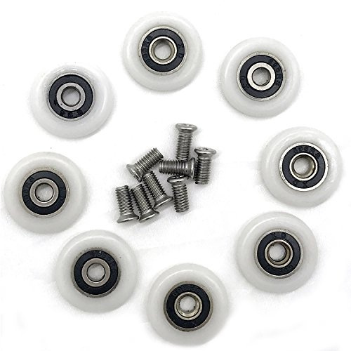 Poleas de Ducha 8 piezas Rodamientos Puertas Rodamiento Mampara Ducha 23 mm Corredores de Puerta de Ducha Ruedas Mampara Ducha con Tornillos (23mmM5screw)