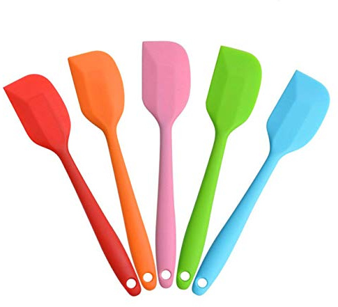 Hokisei Silicone Spatula Heat Resistant Small Rubber Spatulas Cooking Utensil Set Non-Stick Flexible Rubber Essential Cooking Gadget For Cake/Cream/Pastry/Butter/Batter Mixing/Cooking-(5 Pieces)